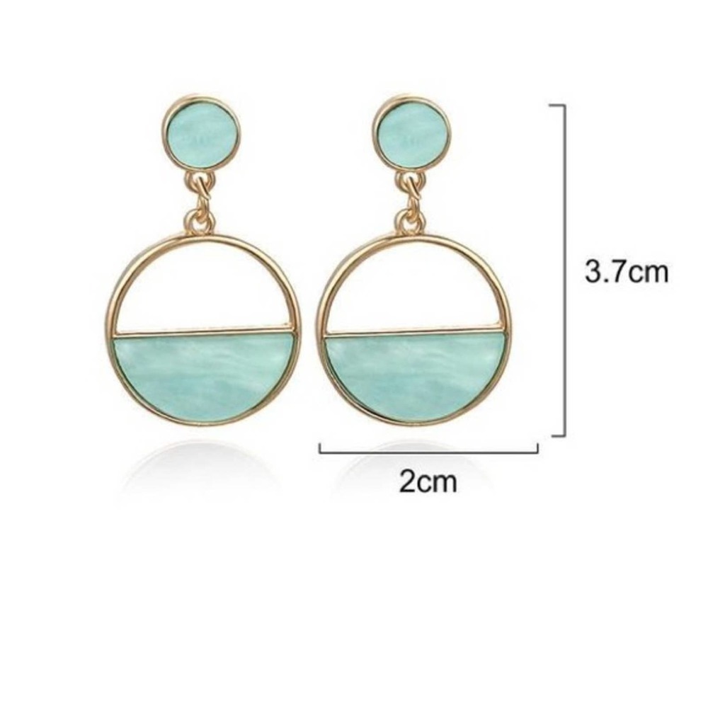 Pretty Crystal Blue Gold Circle Drop Earrings - Picture 2 of 6